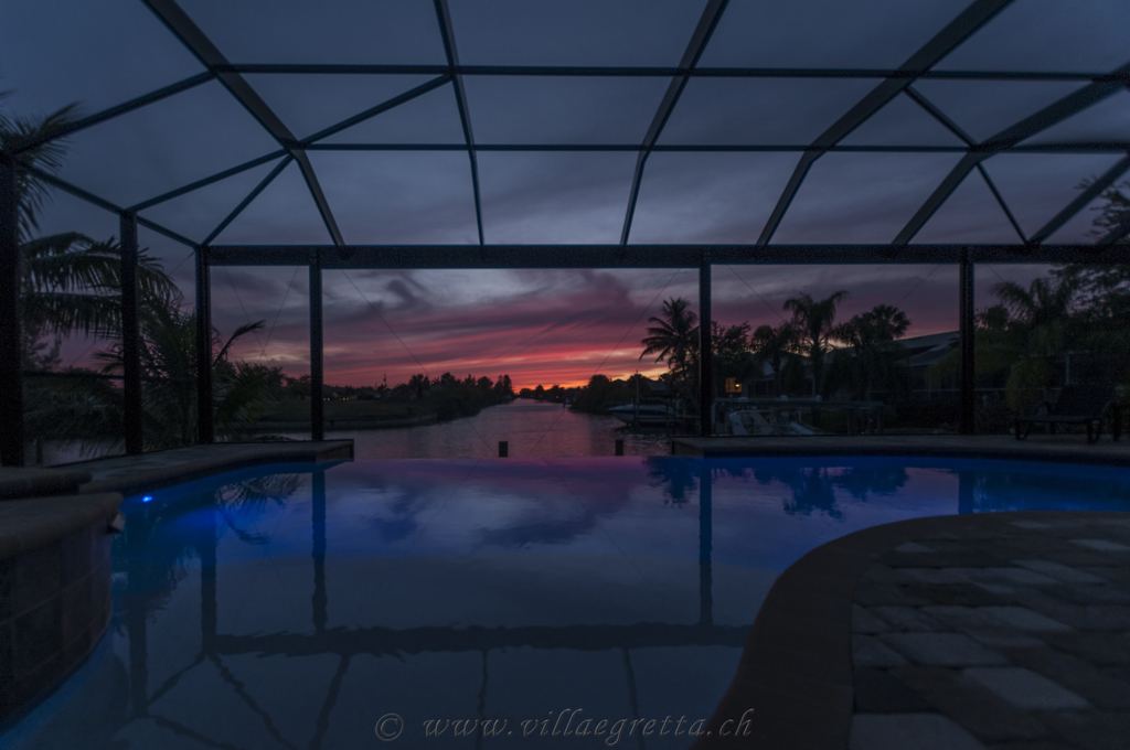 Villa Egretta Beltramonto Ansicht Swimmingpool Sonnenuntergang